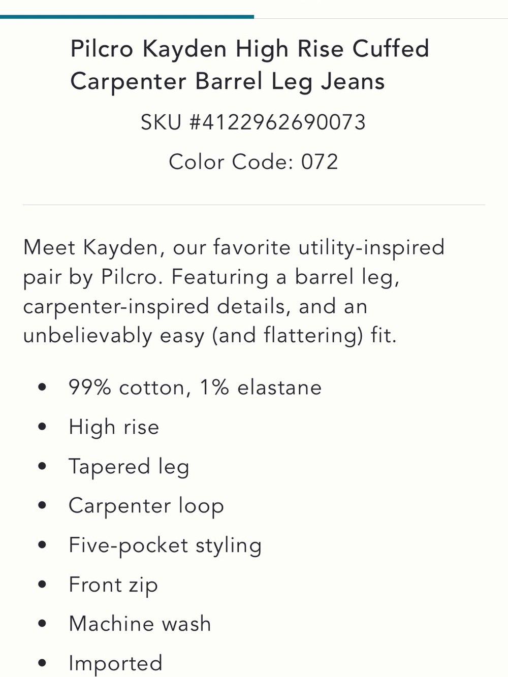 Pilcro Kayden High Rise Cuffed Carpenter Barrell Jeans, Yellow Sz 27 NWT - Picture 5 of 8